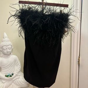 Black Bardot top trim dress